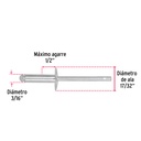 Bolsa con 50 remaches 3/16' x 1/2' de aluminio, ala 17/32'