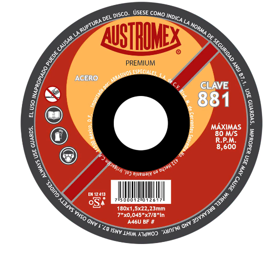 [EXT-095] DISCO DE CORTE 7" x1,5mm x 7/8" CVE. 881