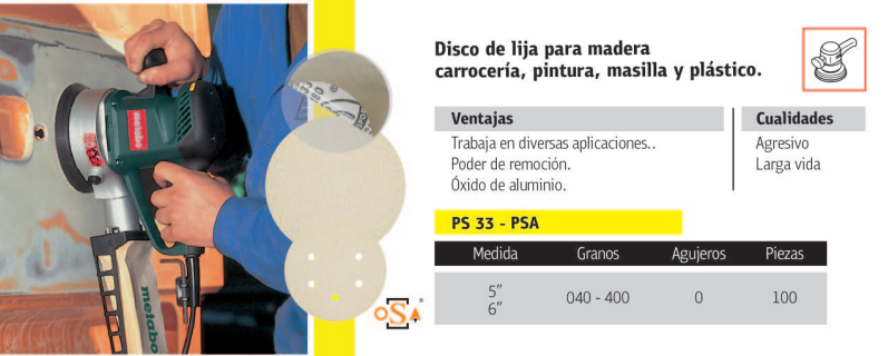 [KLINGSPOR-1270040] Disco de lija PS33 Oxido de aluminio respaldo de papel - 5", GRANO 40 - Ítem: 033K040C-12700