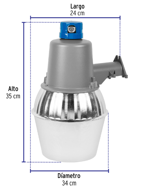 [47267] Luminario suburbano metálico 65 W sensor de luz, con lámpara