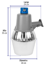 Luminario suburbano metálico 65 W sensor de luz, con lámpara