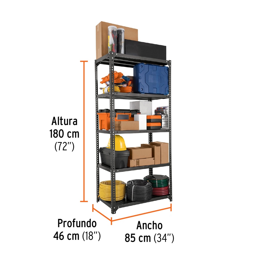 [51580] Estante metálico 5 repisas capacidad 80 kg, Truper