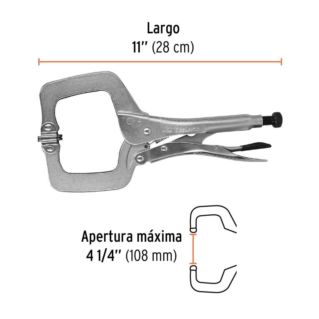 [17427] Pinza de presión 11' tipo 'C' con mordaza autoajustable