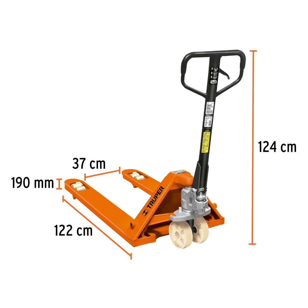 [15083] Patín traspaleta 3 ton con ruedas de nylon, Truper