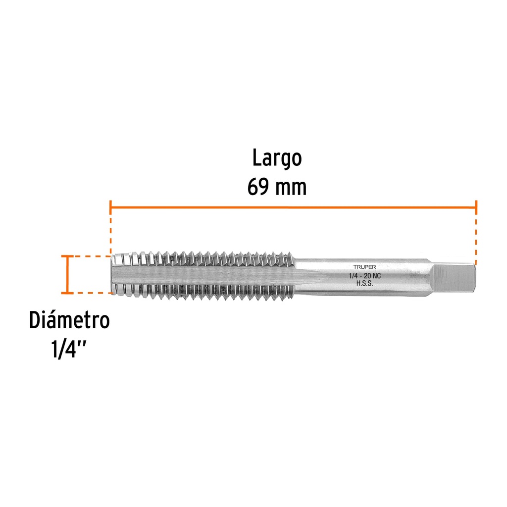 [11415] Machuelo semicónico 1/8' x 40 cuerda gruesa, Truper