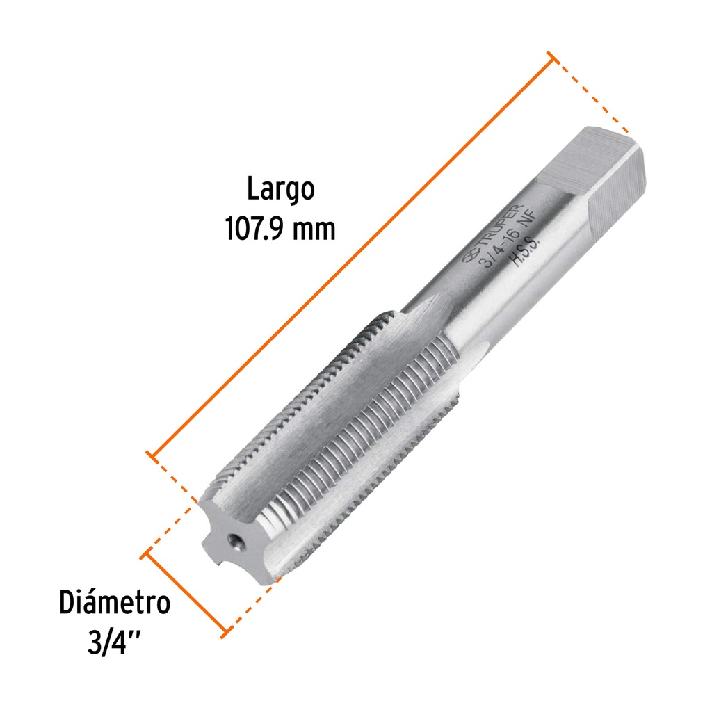 [11426] Machuelo semicónico 3/4'x16 UNF, estuche individual, Truper