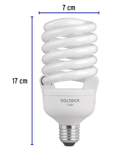 [46828] Lámpara espiral T4 45 W alta potencia luz de día, caja