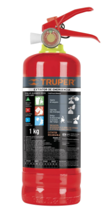[100276] Extintor portátil recargable 1 kg, polvo tipo ABC, Truper