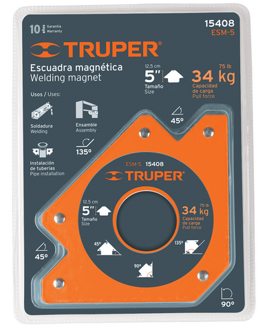 [15408] Escuadra magnética 5' para soldar, capacidad 34 kg, Truper