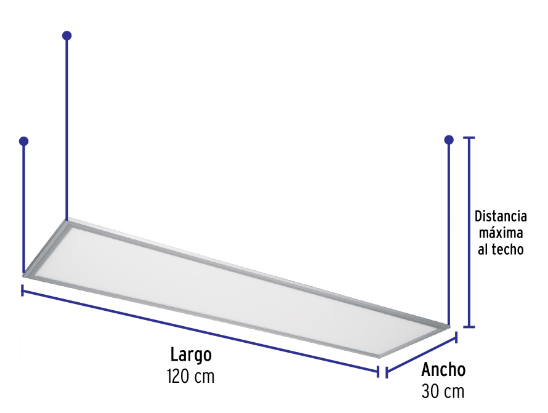 [48550] Panel delgado colgante de LED 45 W 30 x 120 cm luz de día