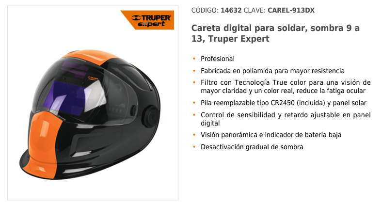 [14632] Careta digital para soldar, sombra 9 a 13, Truper Expert