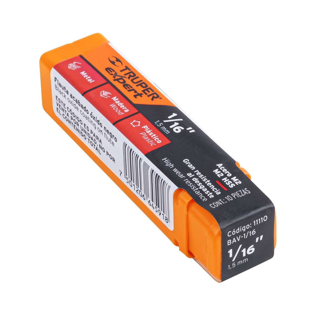 [11110] Broca HSS 1/16' Trugold para metal, Truper Expert