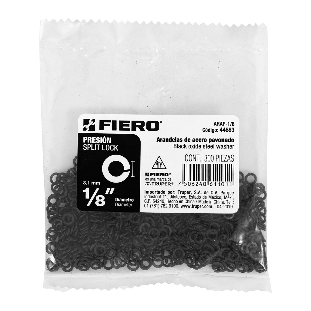 [44683] Bolsa con 300 arandelas de presión de 1/8', Fiero