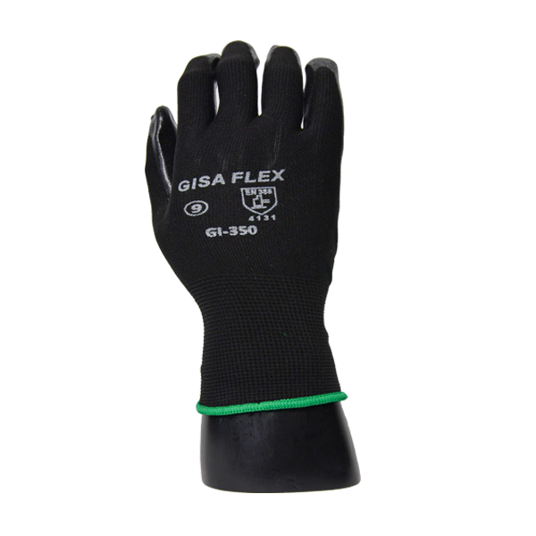 [GISA#7] Guante, Poliéster Recubierto de Nitrilo Espumado Gisa (Par), Negro, GF-203, # 7
