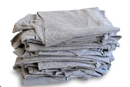 Trapo Industrial Tipo Camiseta Color Gris por Kg, DOBLADO