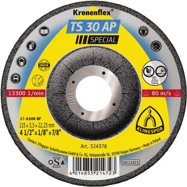 [TS30AP1153.522D] Discos de desbaste, y corte de doble uso, 4-1/2" x 1/8" x 7/8" (TS30AP1153.522D)
