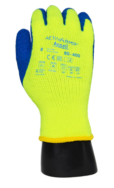 Guante Algodón/Poliéster Terry Recubierto de Látex Natural Texturizado Resistente a Cortes Nivel A3 y Bajas Temperaturas PowerFlex Ansell (Par) Amarillo#8